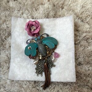 Vintage Floral  Butterfly Pendant Brooch